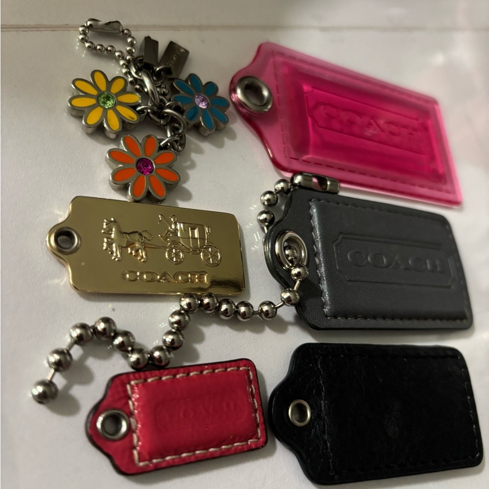 COACH Mixed bag Tags Set - Pink, Black, Gray, Gold, Red